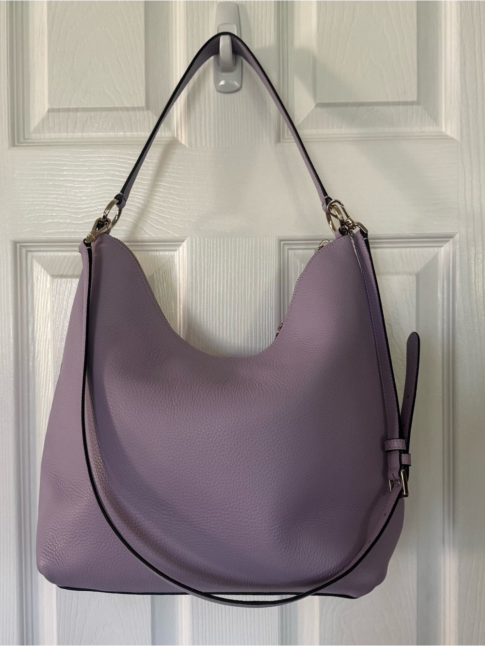 Kate Spade New York Pebbled Leather Hobo Shoulder Bag in Lilac Lavender BohoChic - Picture 6 of 13